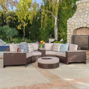 8pc Outdoor Sectional Sofa Set w/ Storage Trunks & Ice Bucket - NH650992