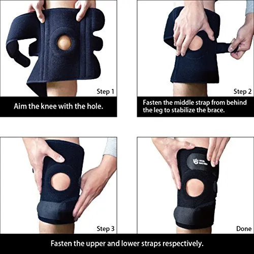 9.5" Adjustable Strengthen Open Patella Knee Support/S-Stays