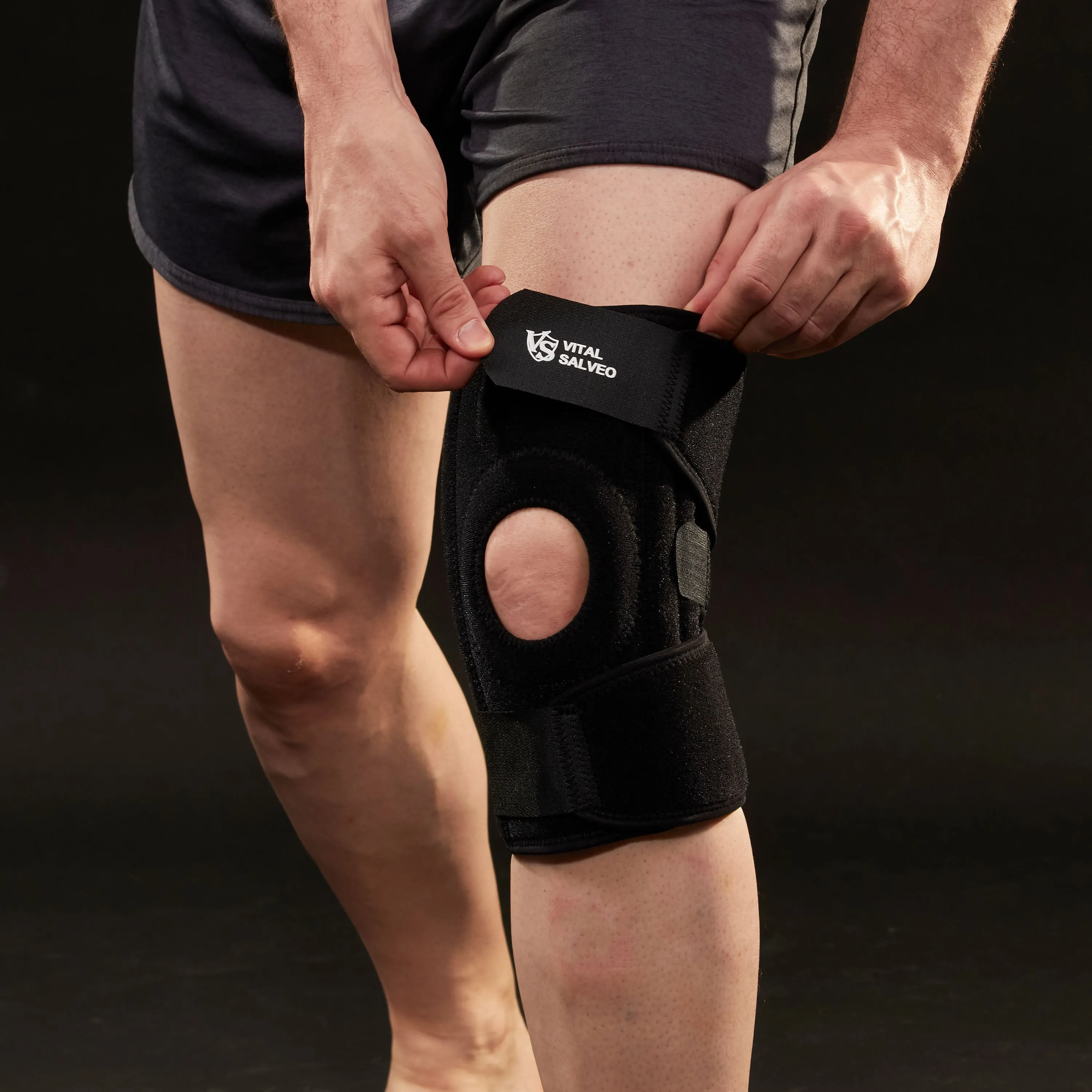 9.5" Adjustable Strengthen Open Patella Knee Support/S-Stays