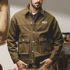 American Retro Siro Textile Workwear Jacket Men's Winter Antique Style Urban Outdoor Leisure Safari Jacket Vintage Jacket Men