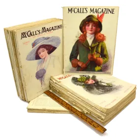 Antique McCALL'S MAGAZINE BACK-ISSUE Lot; 24 Issues from 1906-1912 w/ 14 Covers!