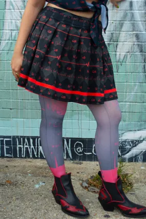 Anxiety Angel Pleated Skirt in Red