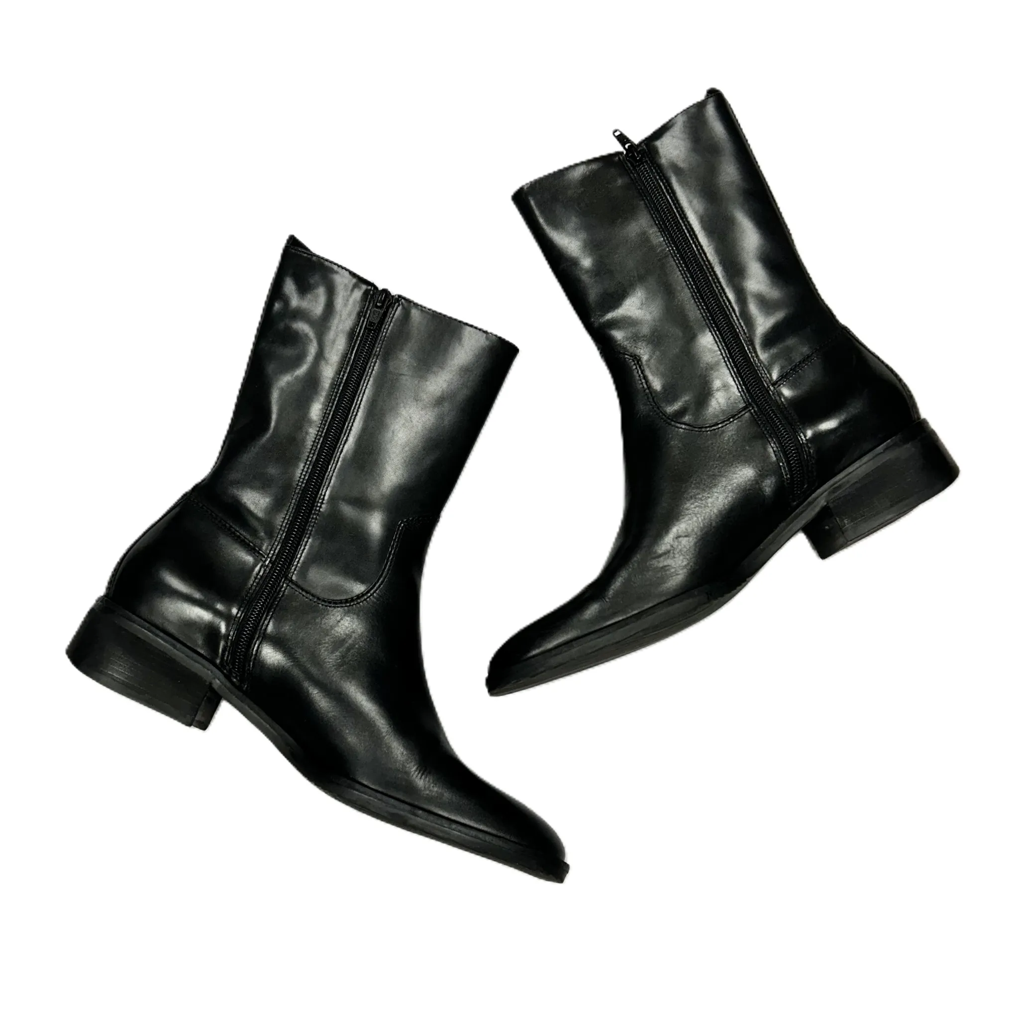 Black Boots Leather By R, Size: 9