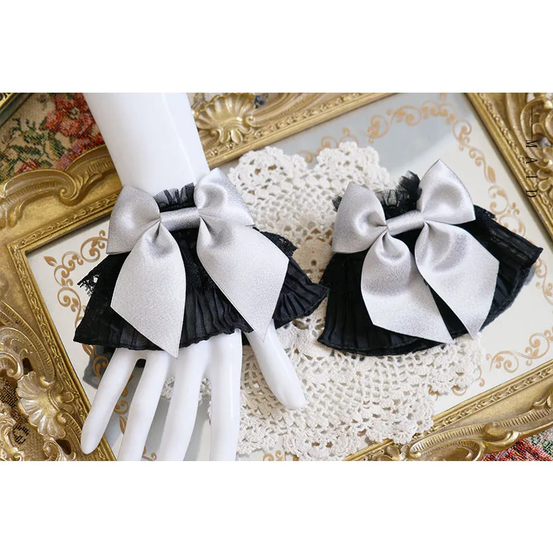 Black Lace Bow Wristcuffs