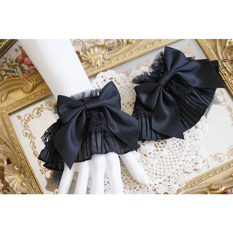 Black Lace Bow Wristcuffs