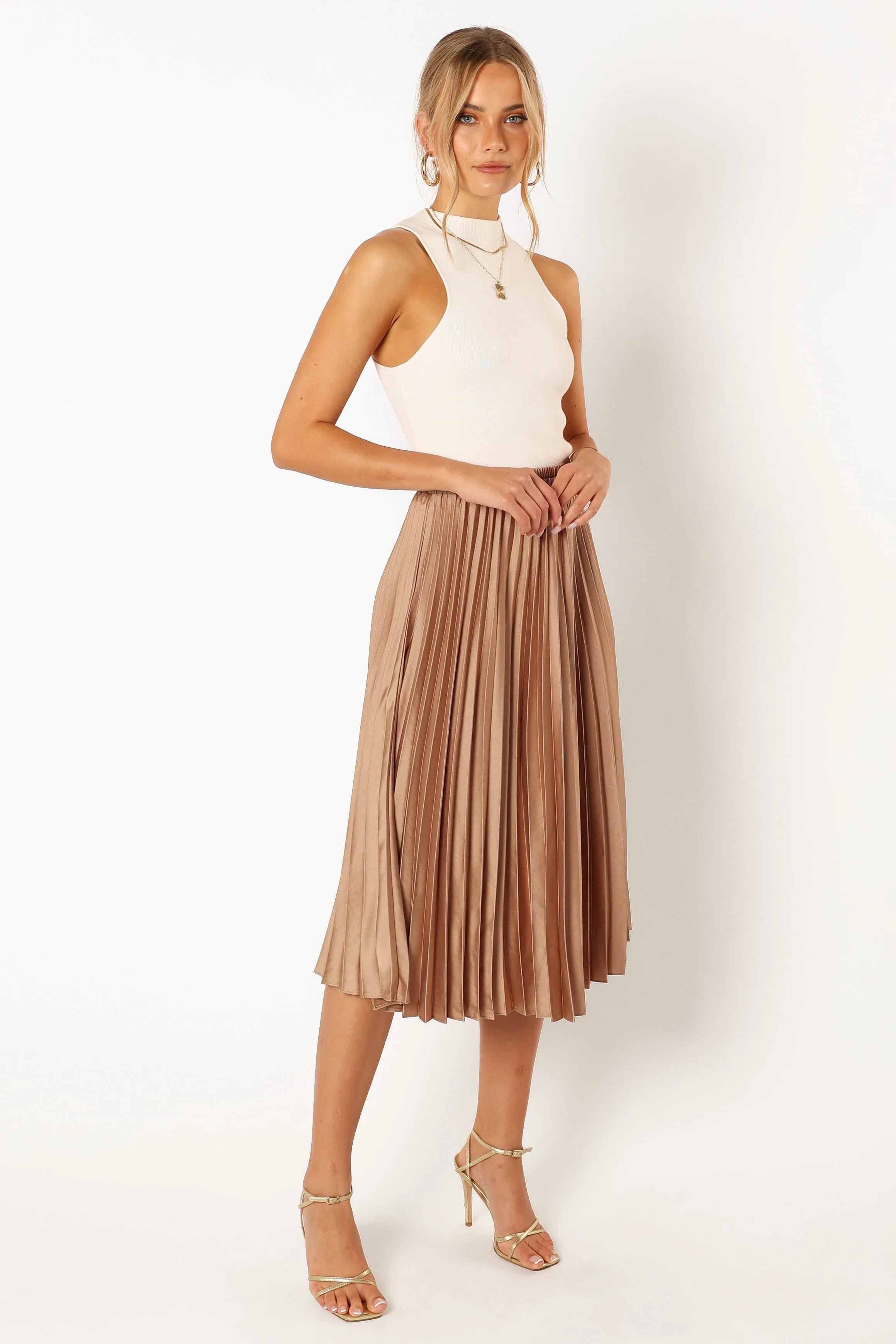 Chloe Plisse Skirt - Gold