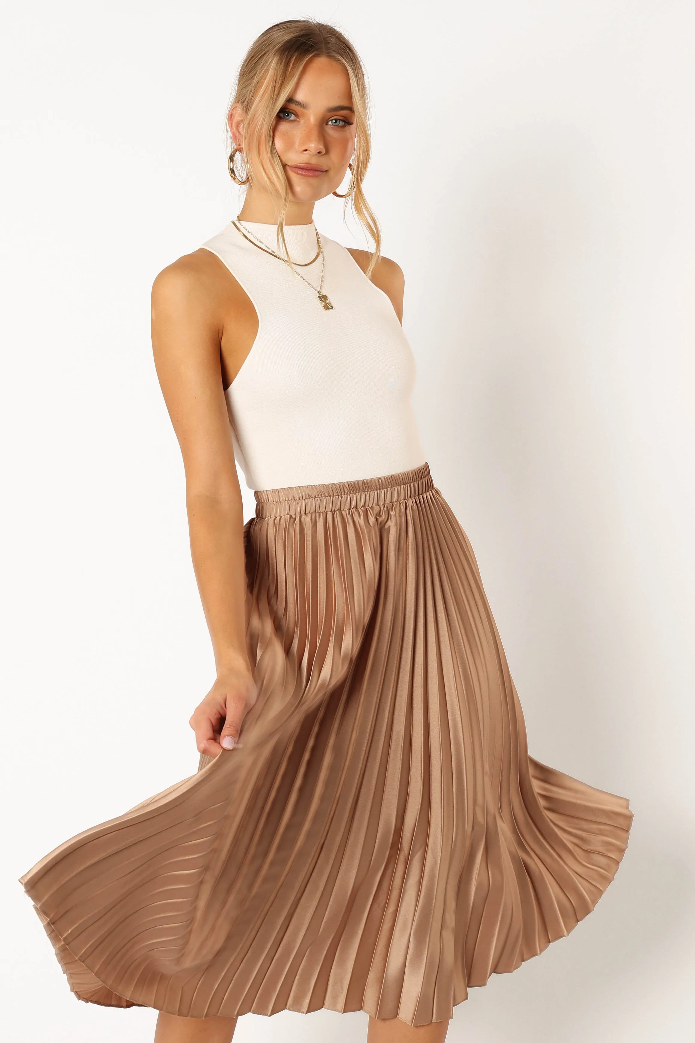 Chloe Plisse Skirt - Gold