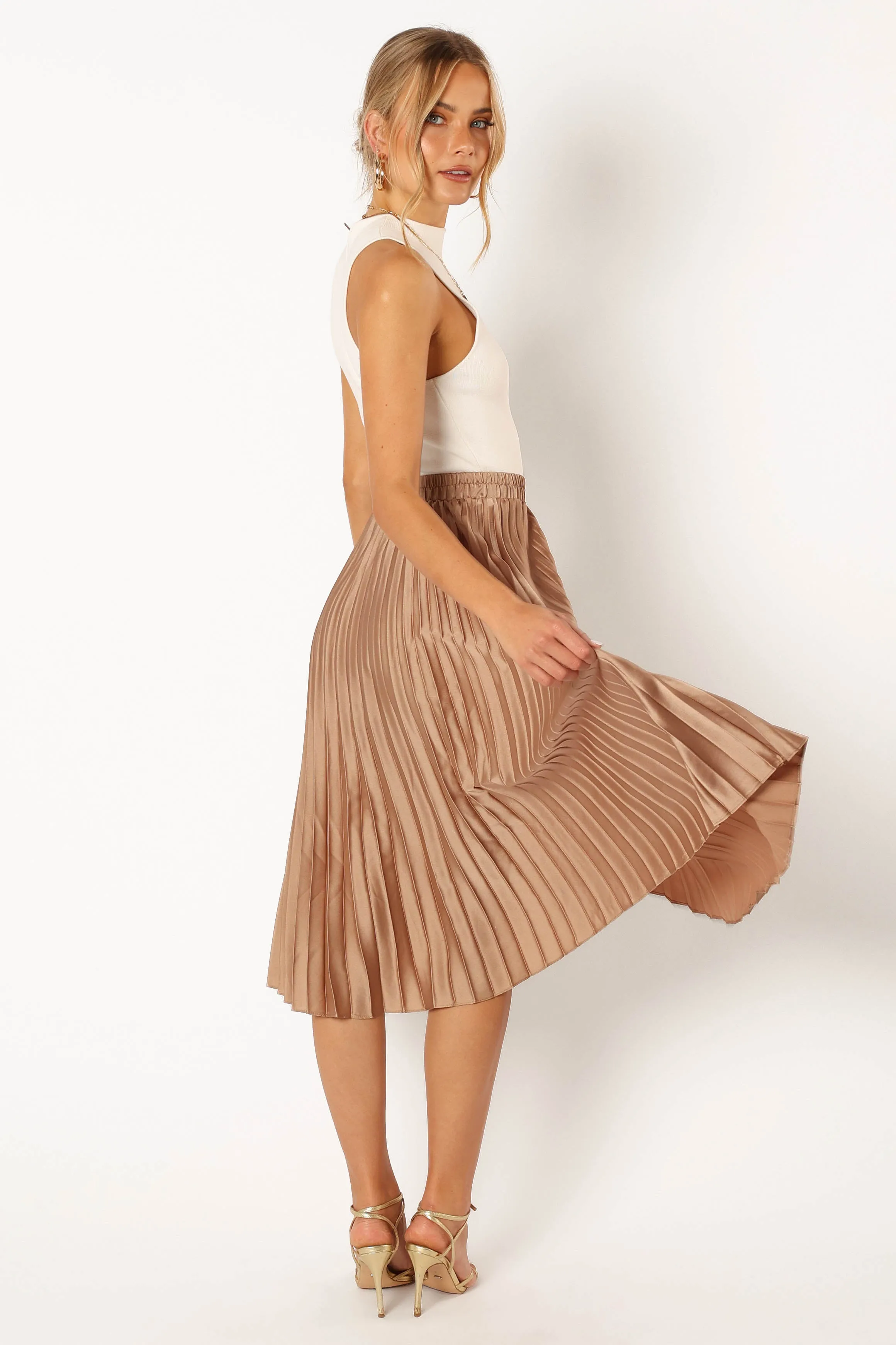 Chloe Plisse Skirt - Gold