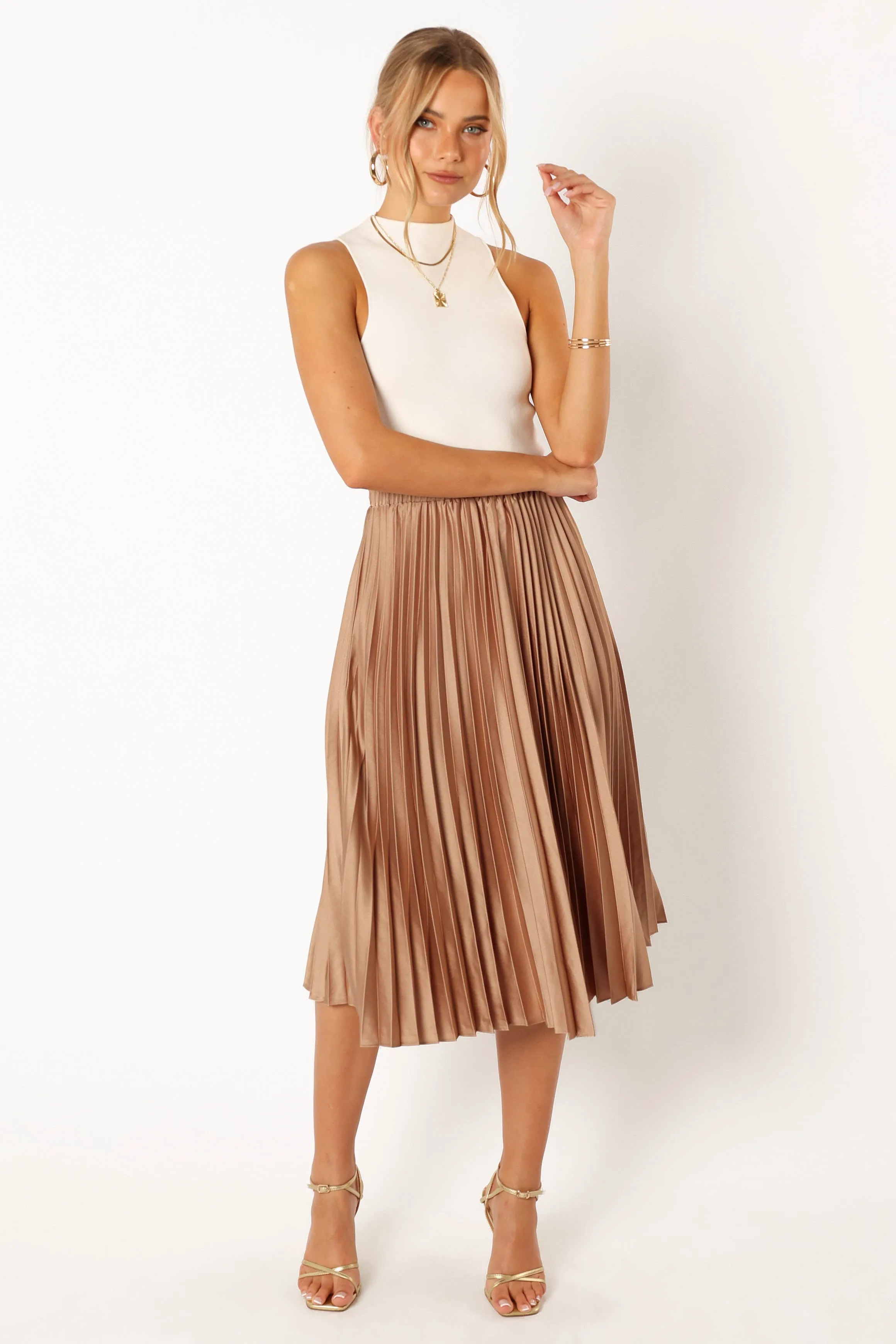 Chloe Plisse Skirt - Gold