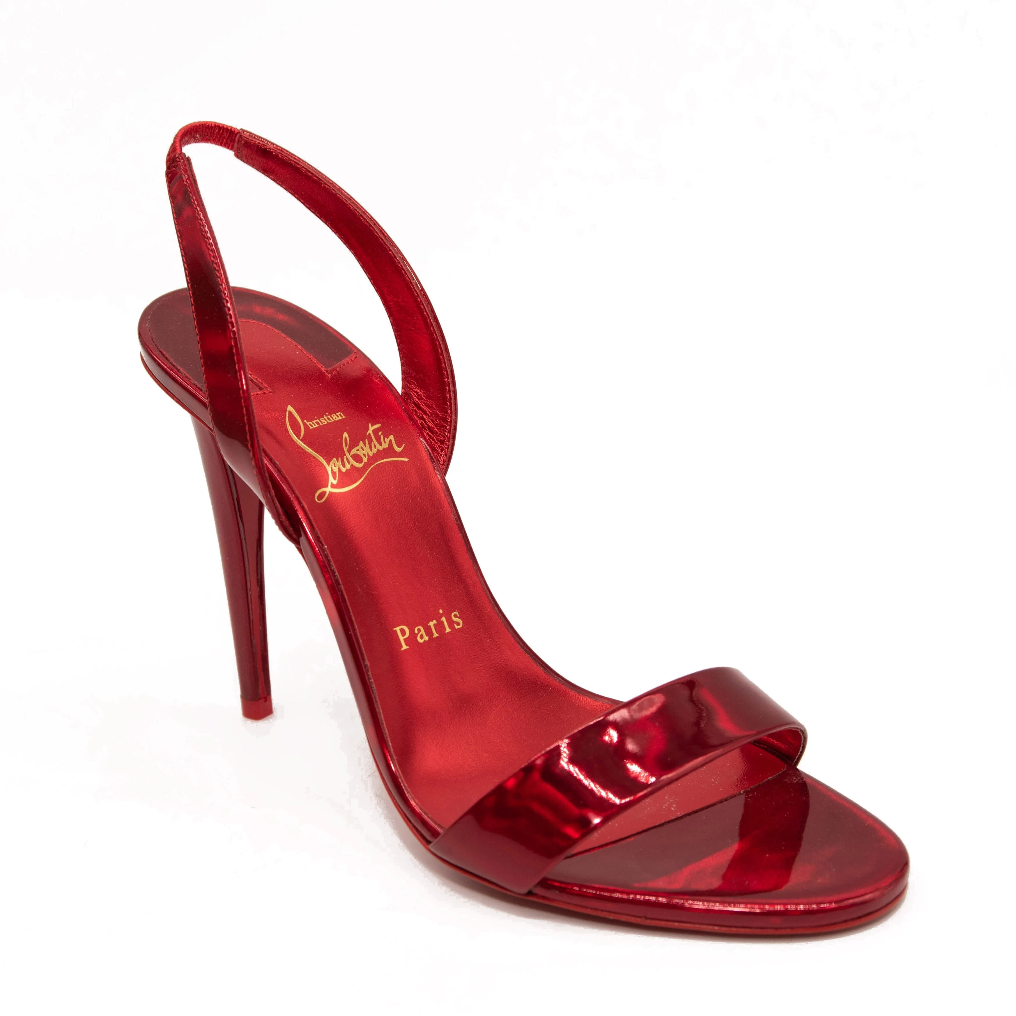 Christian Louboutin Astrid Slingback Sandal Red Metallic Size 38 EU