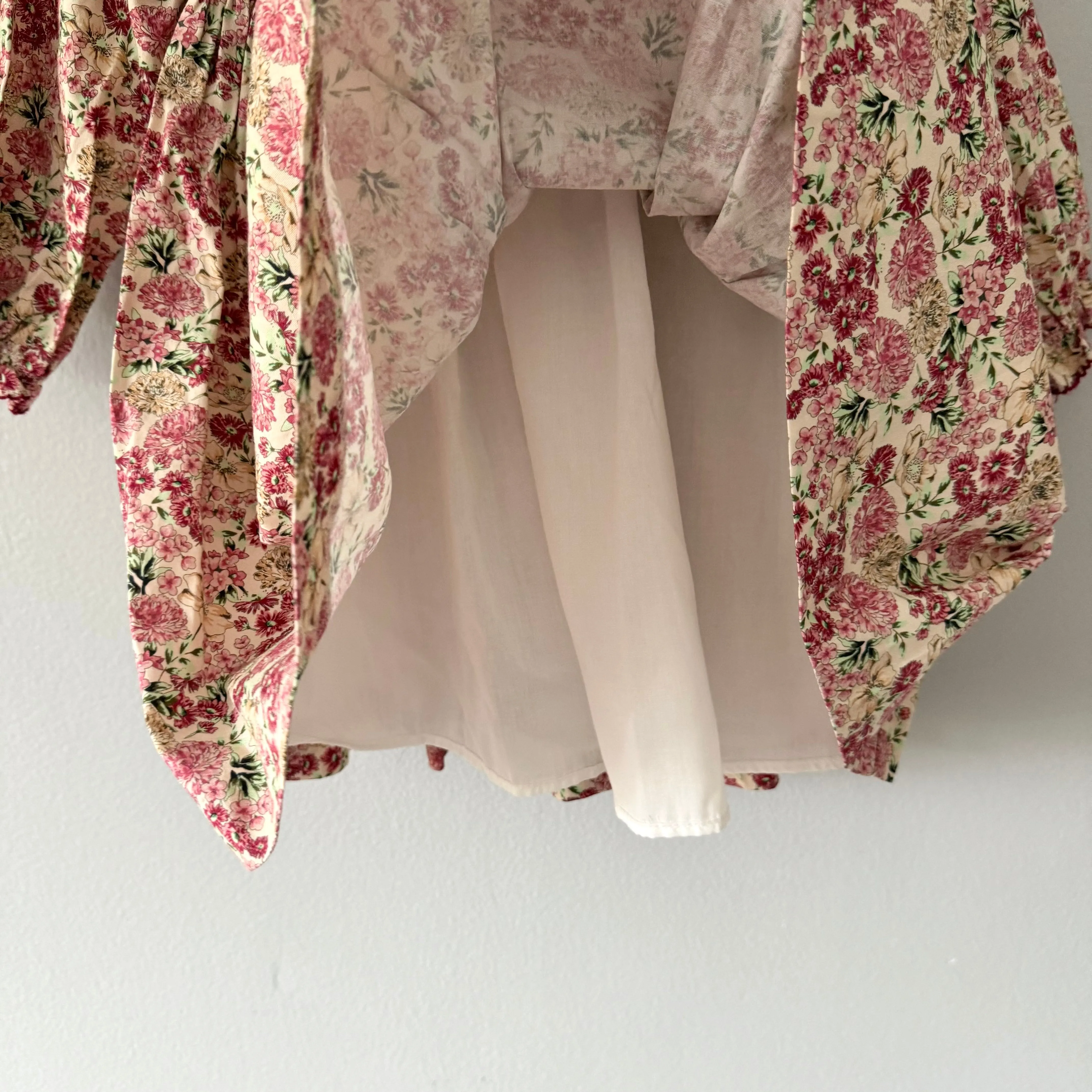 Coconut / Beige x pink floral cotton dress / 4Y