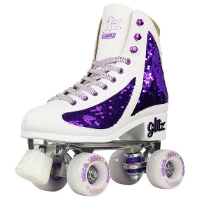 Crazy Skates Glam Quad Skates - White & Amethyst Purple