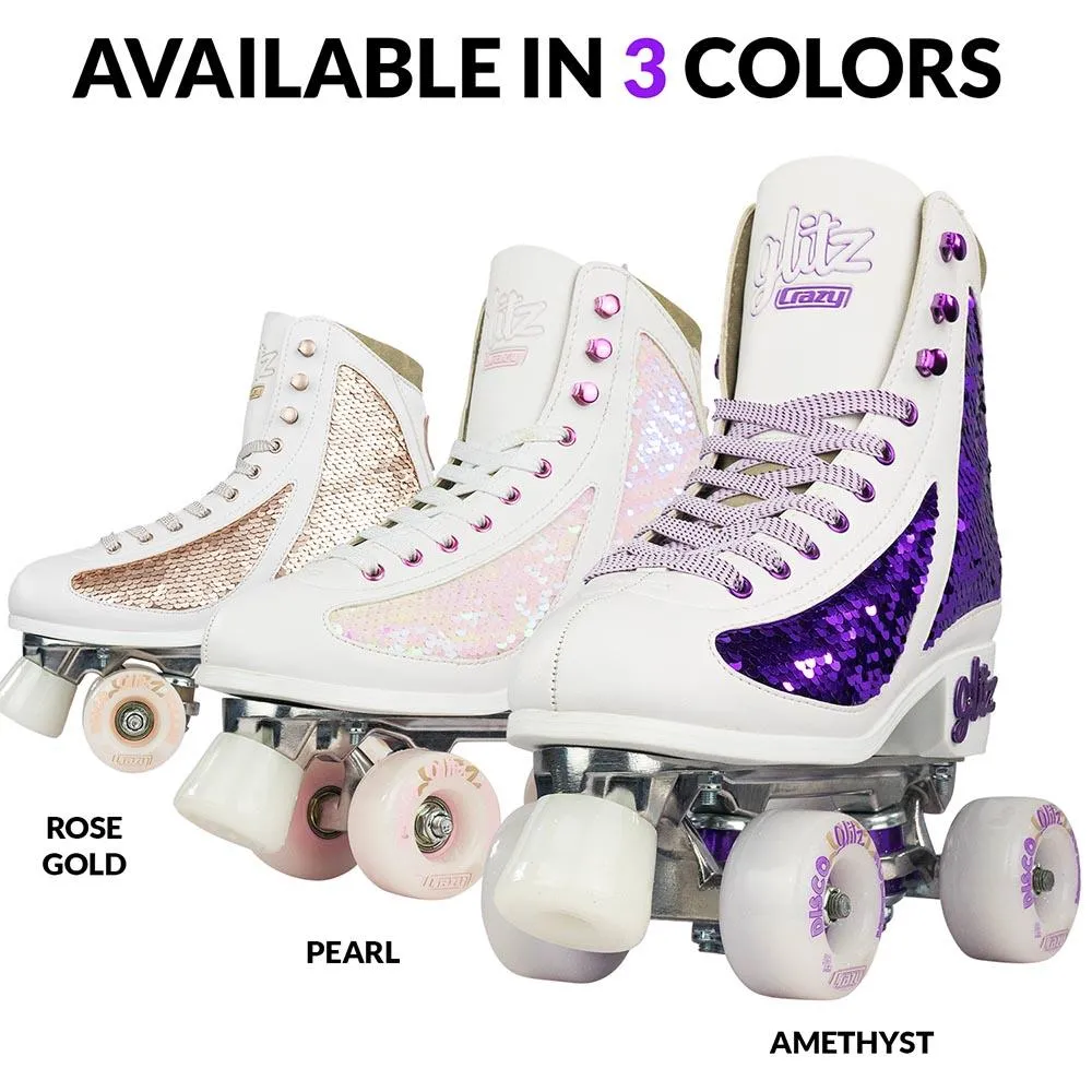 Crazy Skates Glam Quad Skates - White & Rose Gold