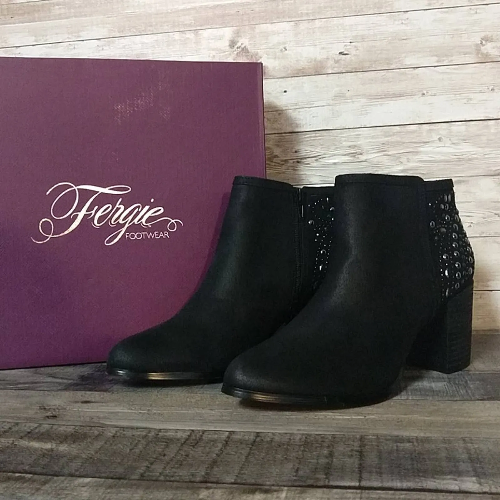 Fergie Leather Bless Bootie Ankle Boots Black