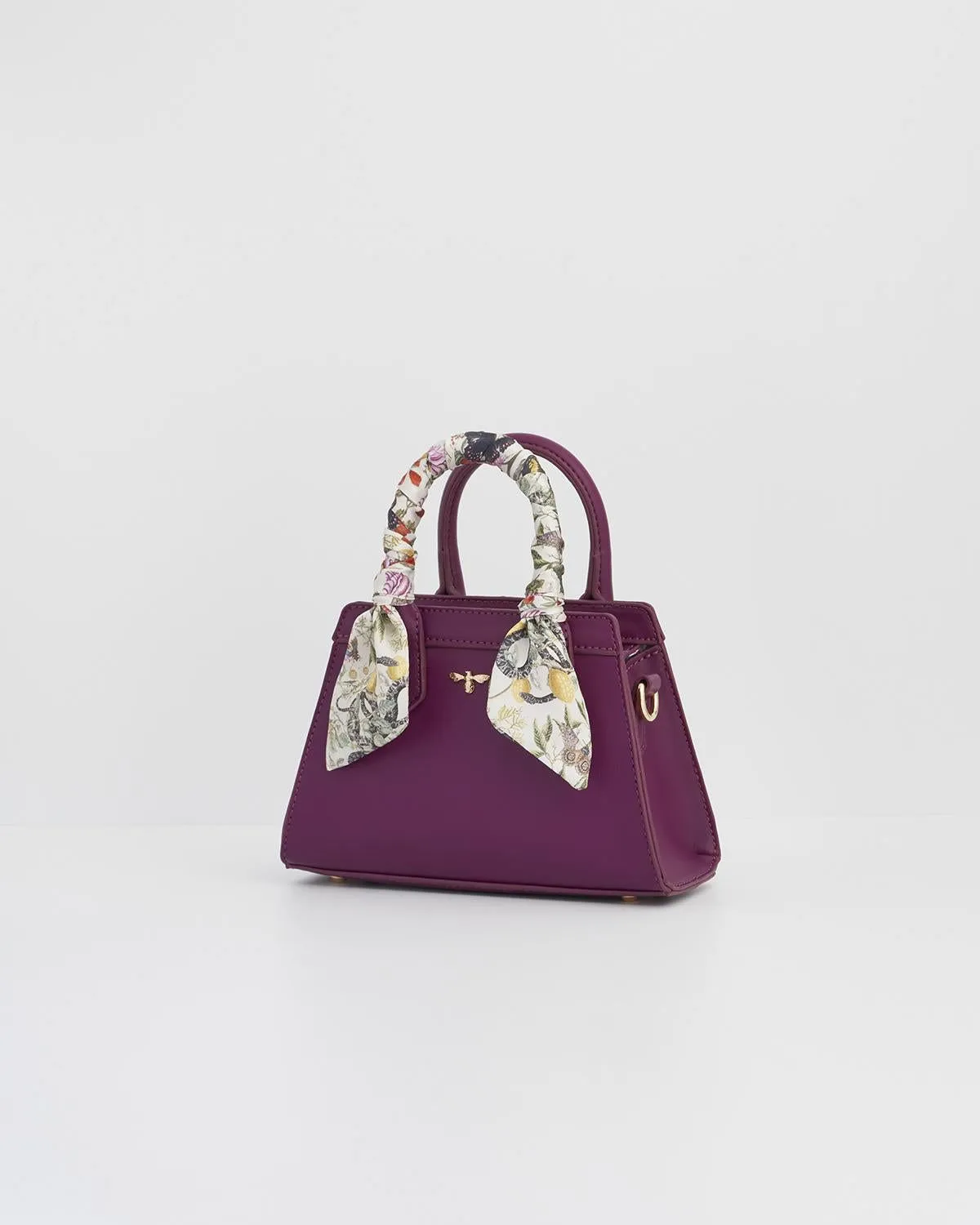 Floral Engravings Mini Plum Tote