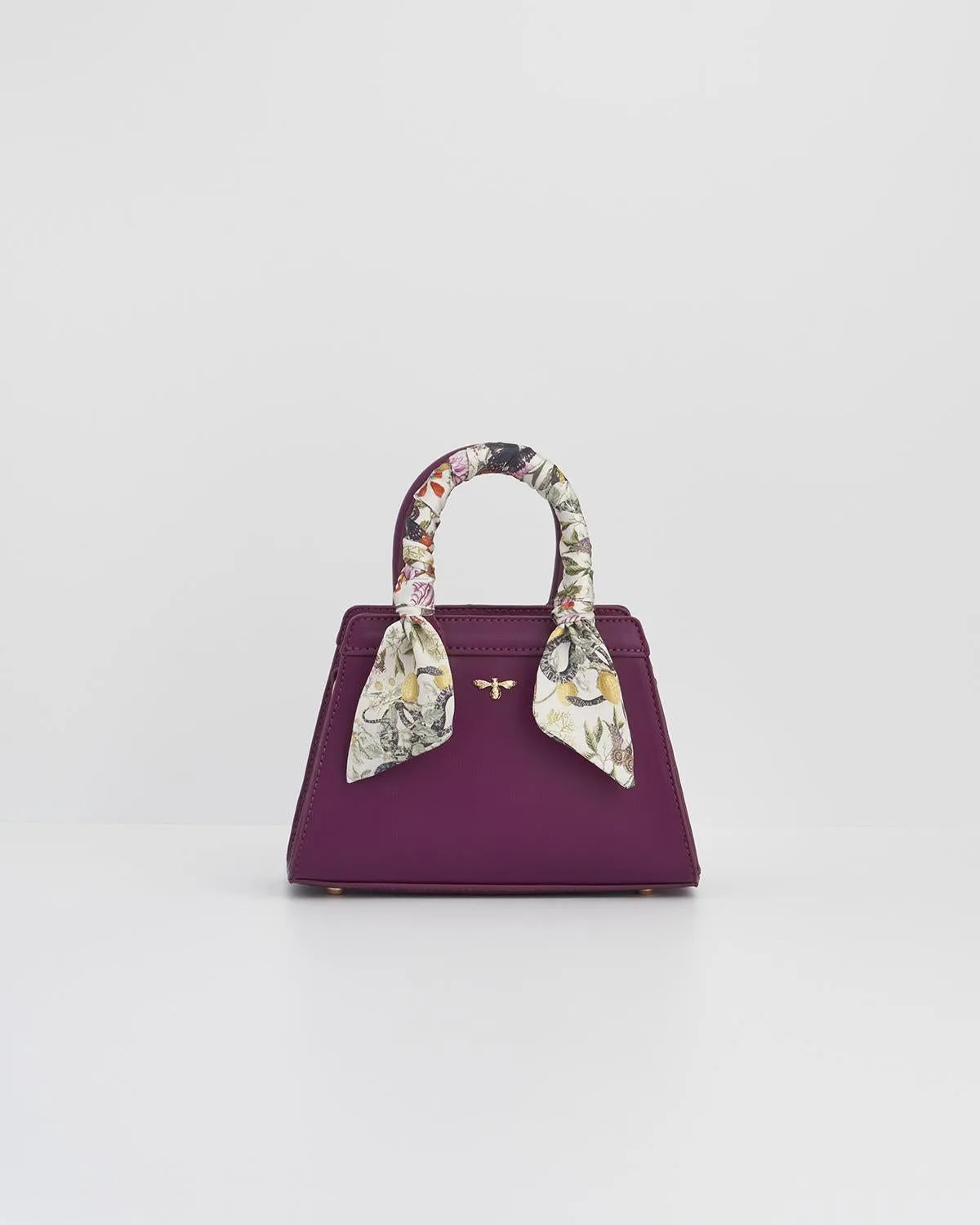 Floral Engravings Mini Plum Tote