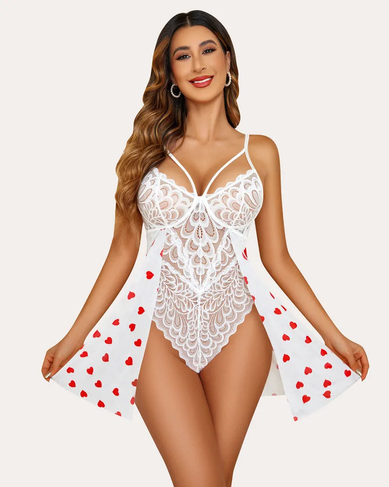 Floral Snap Crotch Teddy Lace Nightie