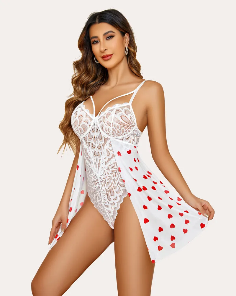 Floral Snap Crotch Teddy Lace Nightie