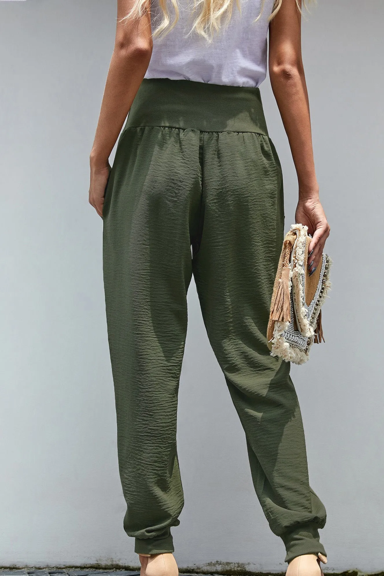 Green Pocketed Casual Joggers