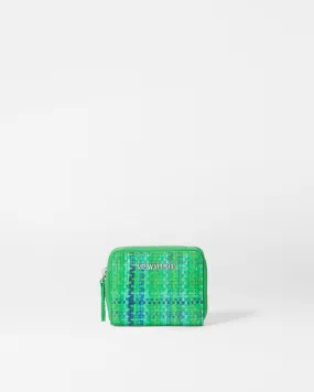 Green Spring Plaid Small Zip Round Wallet