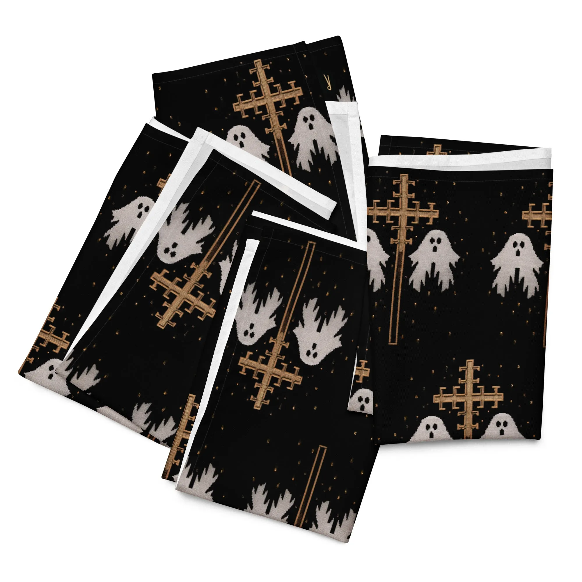 Holy Spirits Cloth Napkins Set of 4 - Dark Academia Cute Ghosts Gothic Witchy Home Decor Goth Table Dinnerware