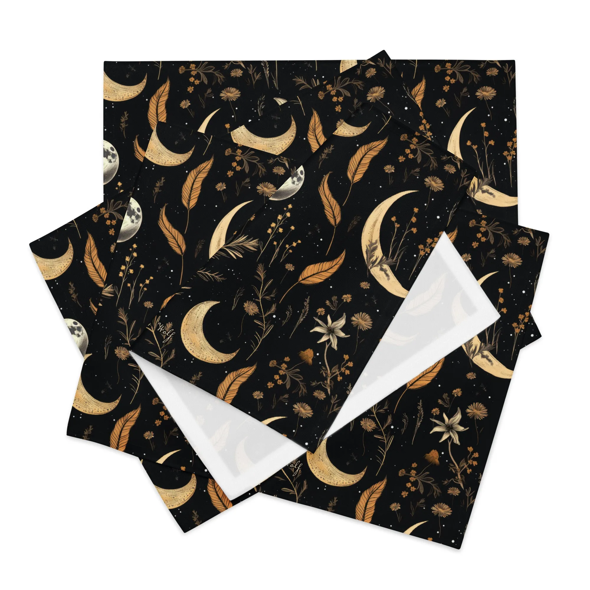 Moonlit Botanica Placemat Set of 4 - Witchy Dinner Placemats - Dark Academia Botanical  Goth Table Setup - Gothic Kitchen Home Decor