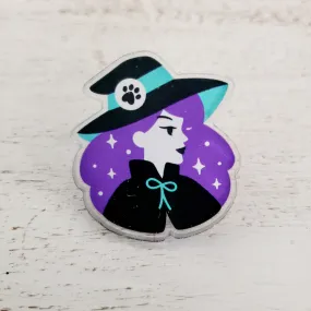 Ophelia: The Enchanting Sparkling Witch of Beautifully Unique™ - Purple And Teal Acrylic Pin