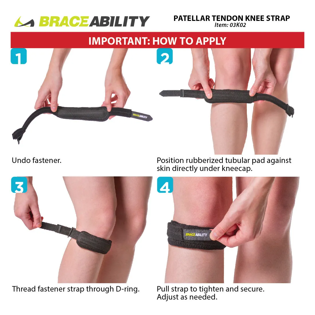 Patellar Tendon Knee Strap Brace | Runner's or Jumper's Tendonitis & Osgood Schlatter Support Band