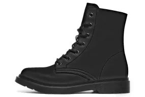 Pitch Black Boots - Vegan Leather Doc-Style Boots with Durable Stitched on Soles