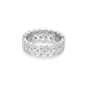 Silver Double Row Bezel Ring