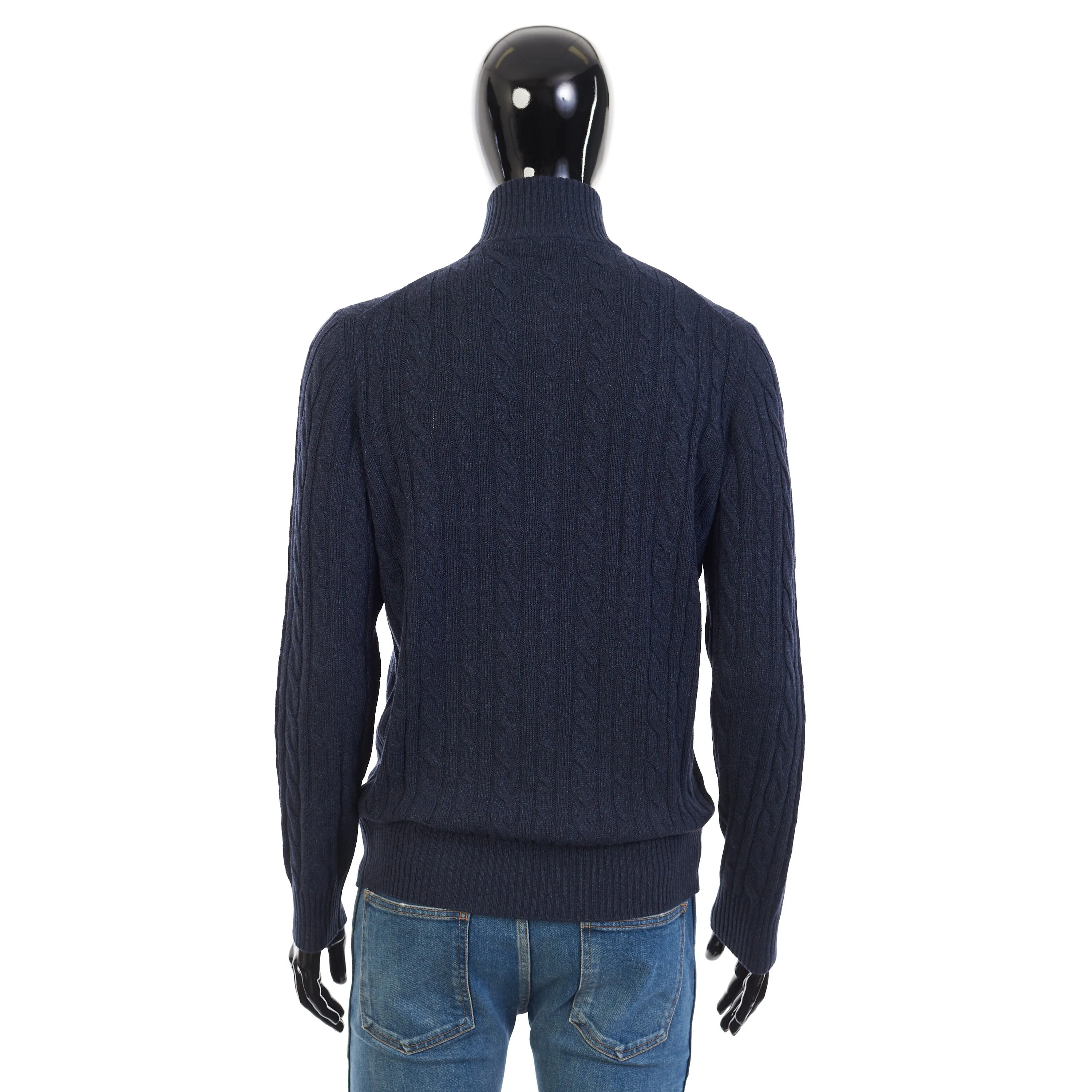 Treccia Mezzocollo Sweater In Pirate Blue Baby Cashmere