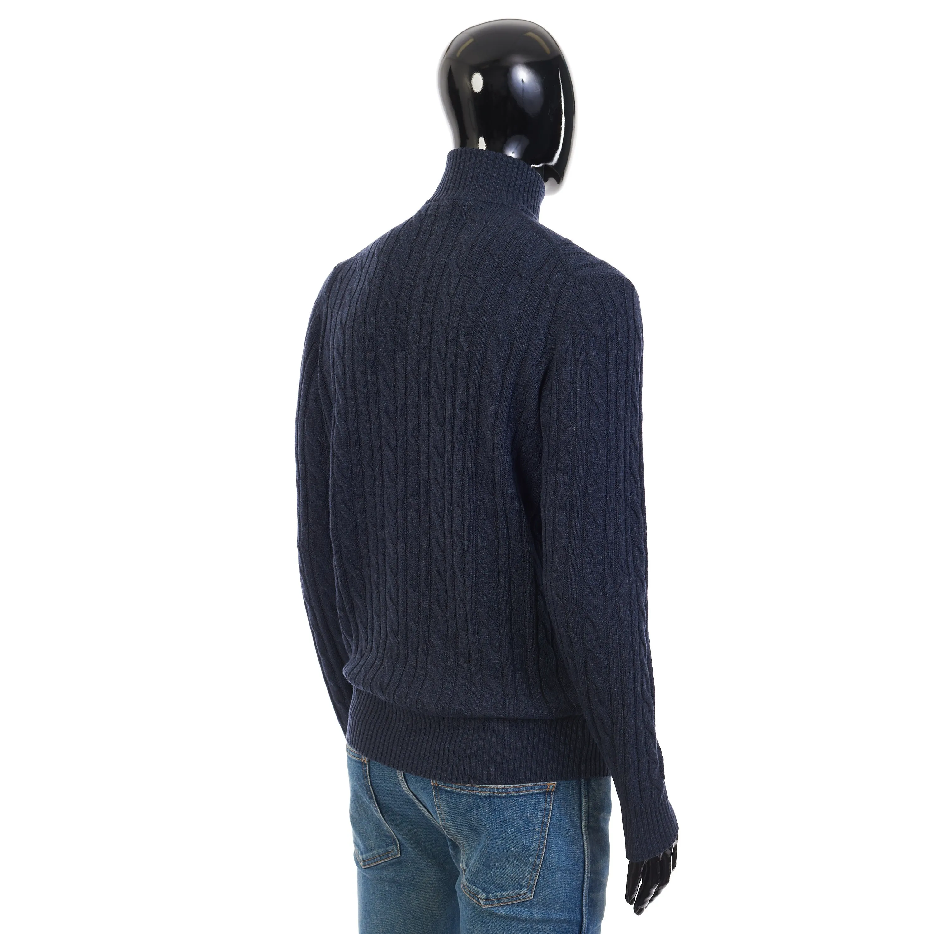 Treccia Mezzocollo Sweater In Pirate Blue Baby Cashmere