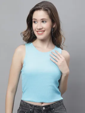 Women Blue Sleeveless Top